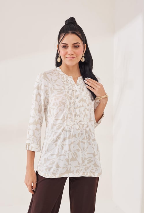 LATIN QUARTERS Floral Print Buttoned Tunic