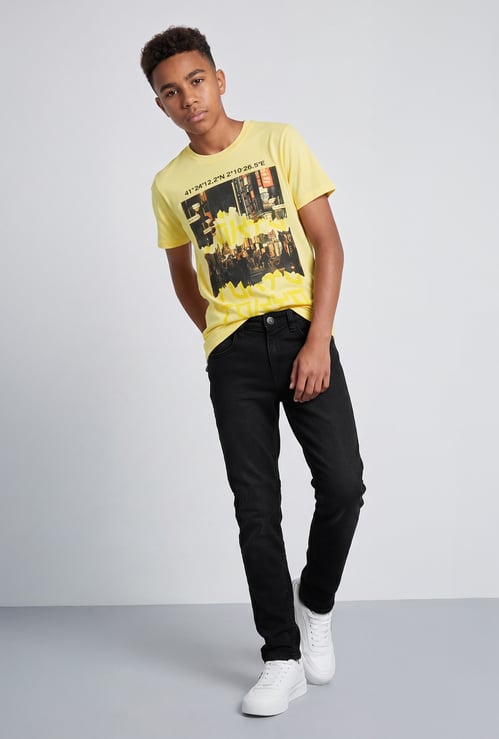 FAME FOREVER Boys Darkwashed Slim Fit Jeans