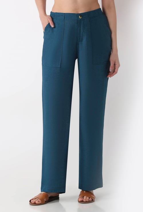 BIBA Solid Straight Pants