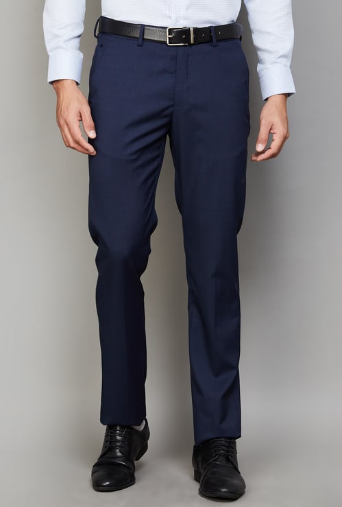 LOUIS PHILIPPE Checked Slim Fit Formal Trousers