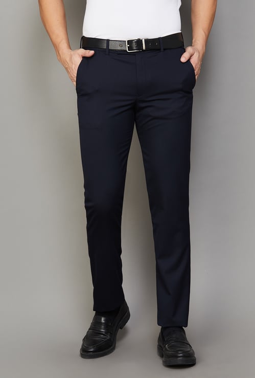 LOUIS PHILIPPE Textured Slim Fit Formal Trousers