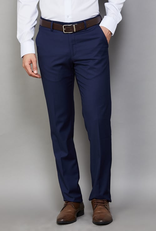 LOUIS PHILIPPE Solid Slim Fit Formal Trousers