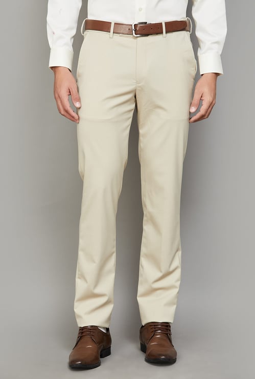 LOUIS PHILIPPE Solid Slim Straight Formal Trousers