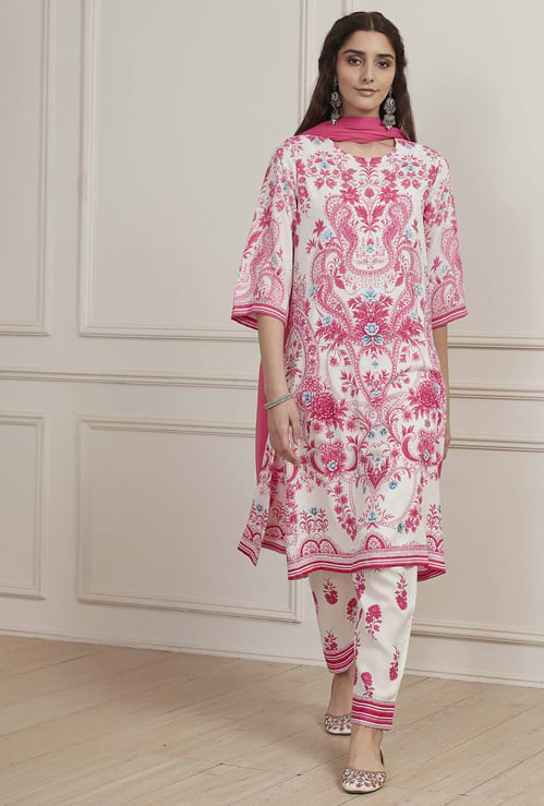 BIBA Floral Print Straight Kurta Set