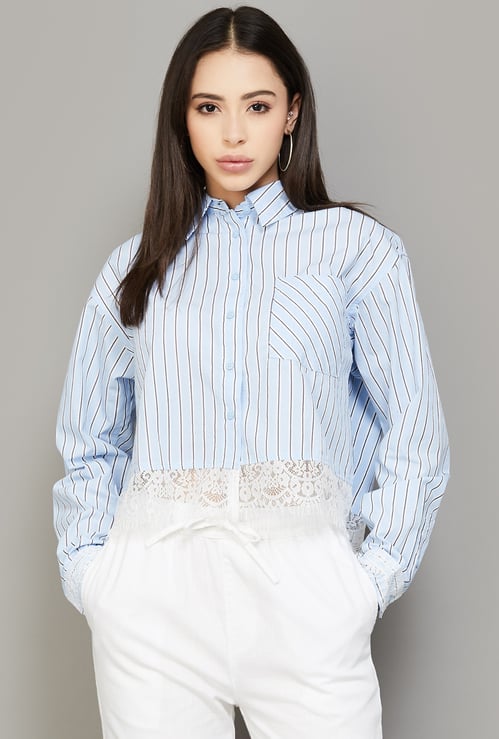 ONLY Striped Spread Collar Shirt