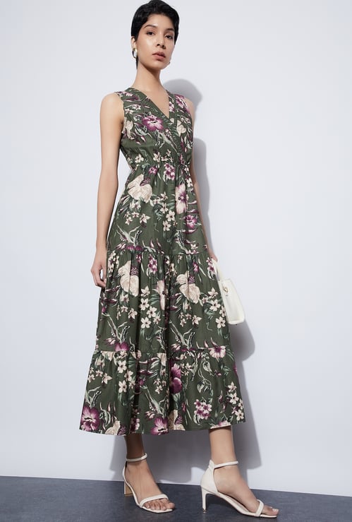 CODE Floral Print Midi Dress