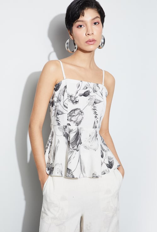 CODE Floral Print Peplum Top