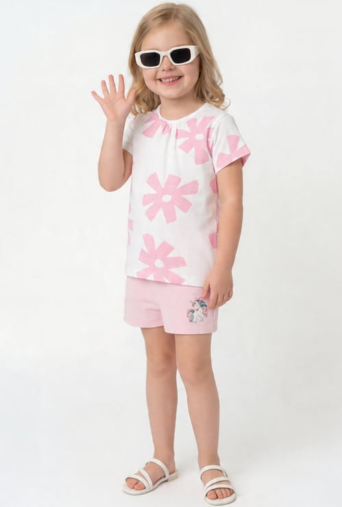 FAME FOREVER Girls Floral Print T-shirt