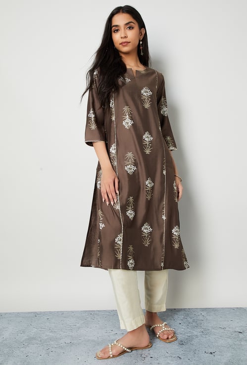 MELANGE Floral Print Straight Kurta