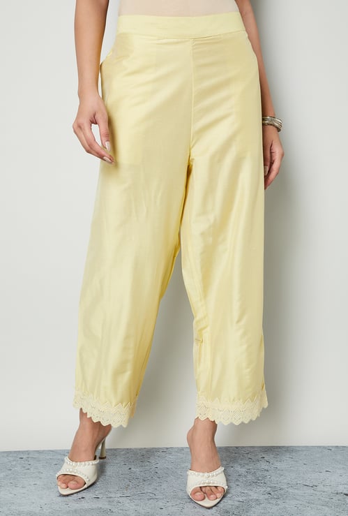 MELANGE Lace Hem Palazzos
