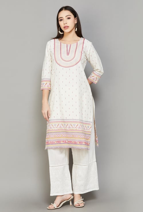 SPAN Ethnic Motif Straight Festive Kurta
