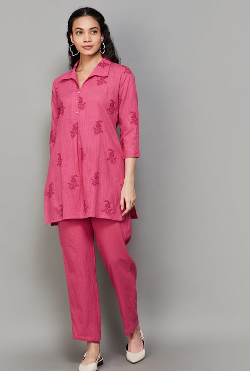 SPAN Embroidered Straight Kurti Set