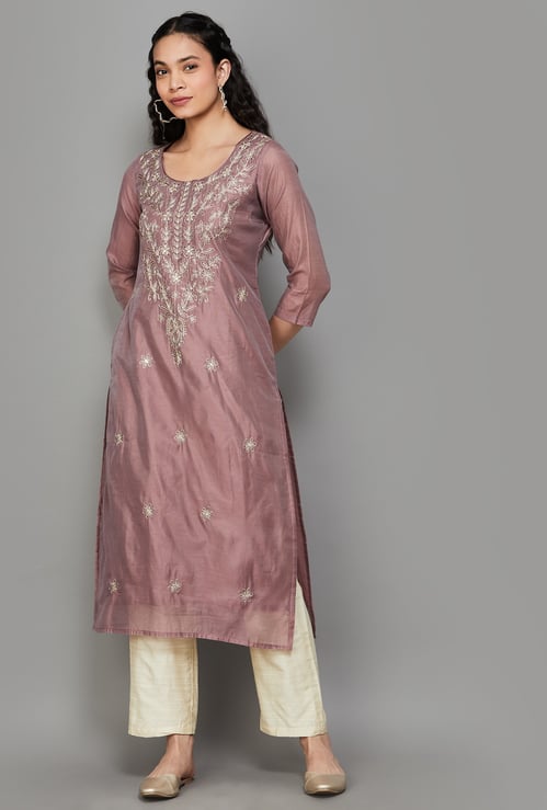 LIBAS Embroidered Straight Kurta