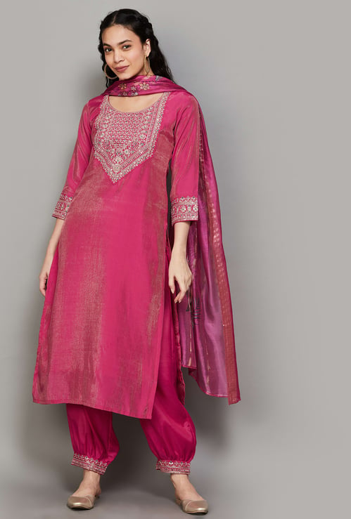 LIBAS Embroidered Straight Kurta Set