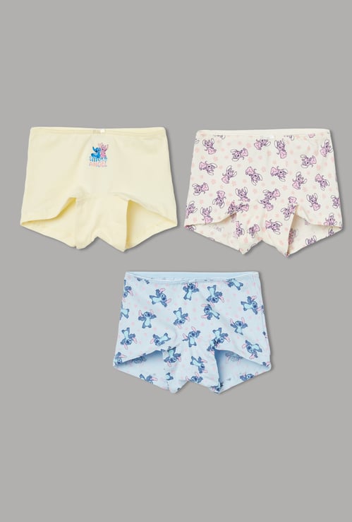 FAME FOREVER Girls Stitch Angel & Print Boyshorts Panties - Pack of 3