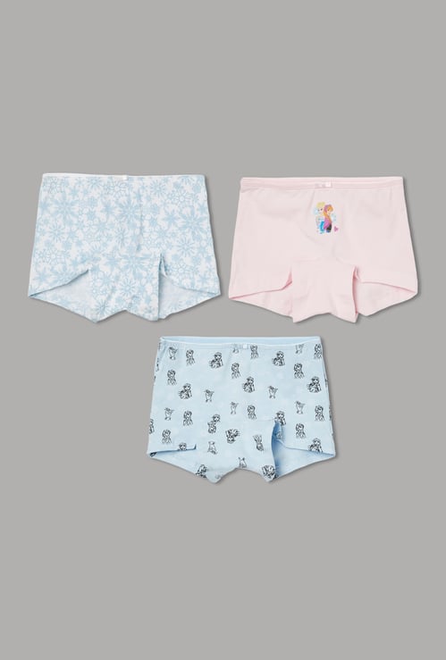 FAME FOREVER Girls Frozen Print Boy Shorts Panties - Pack of 3
