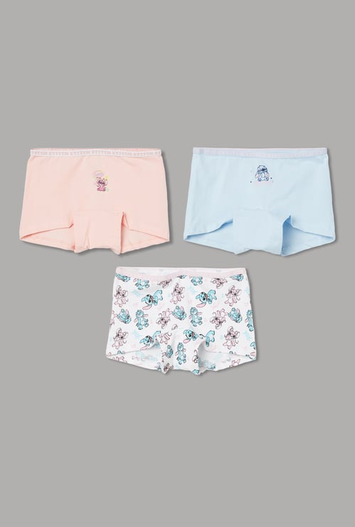 FAME FOREVER Girls Stitch Print Boy Shorts Panties - Pack of 3