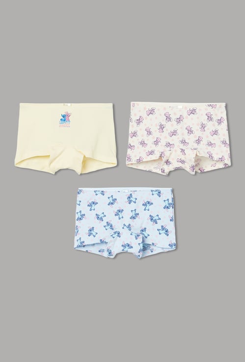 FAME FOREVER Girls Stitch & Angel Boyshorts Panties - Pack of 3