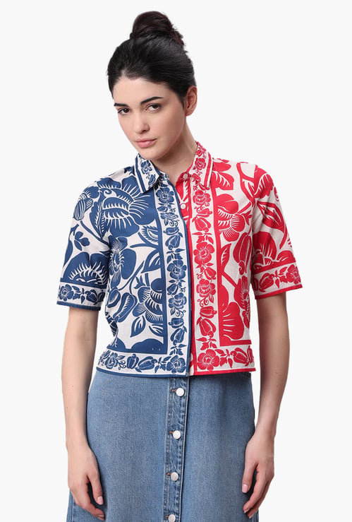 VERO MODA Floral Printed Crop Shirt