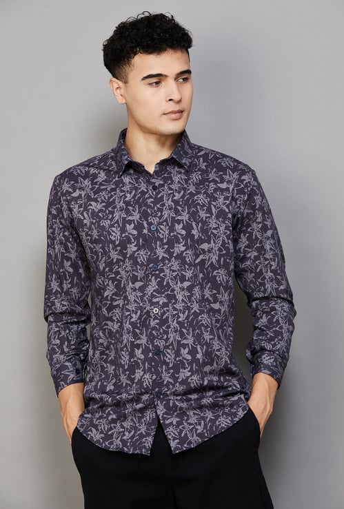 V DOT Floral Slim Fit Shirt