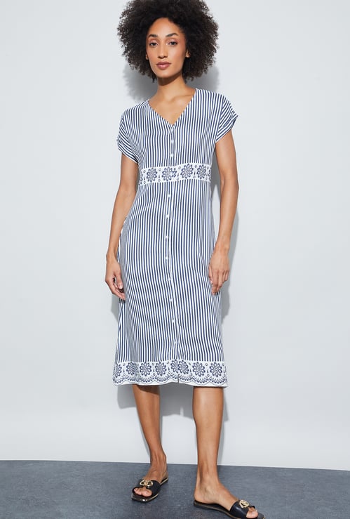 FAME FOREVER Striped Midi Dress