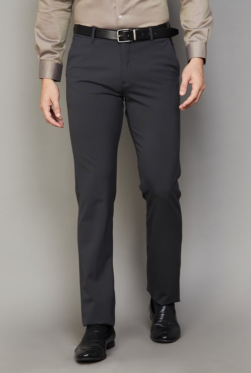 ARROW Solid Slim Straight Formal Trousers