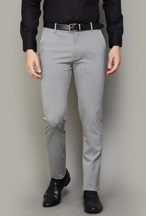 ARROW Solid Slim Straight Formal Trousers