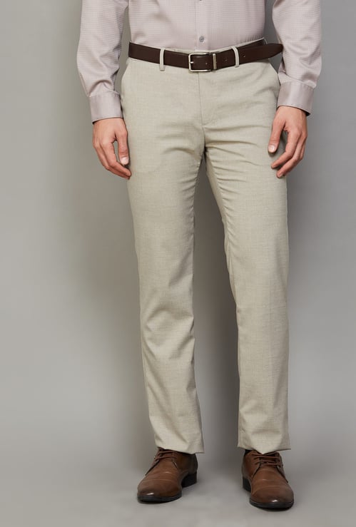 ARROW Solid Slim Straight Formal Trousers
