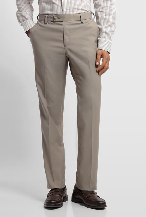 ARROW Solid Slim Straight Formal Trousers