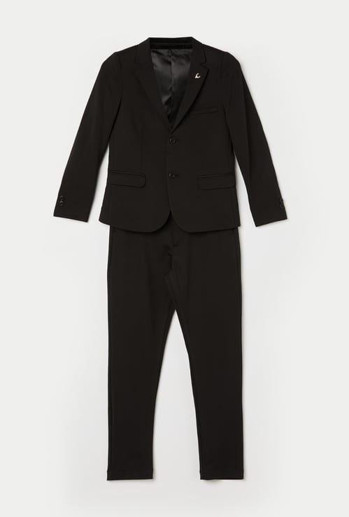 ALLEN SOLLY Boys Solid Blazer with Shirt and Trousers Set