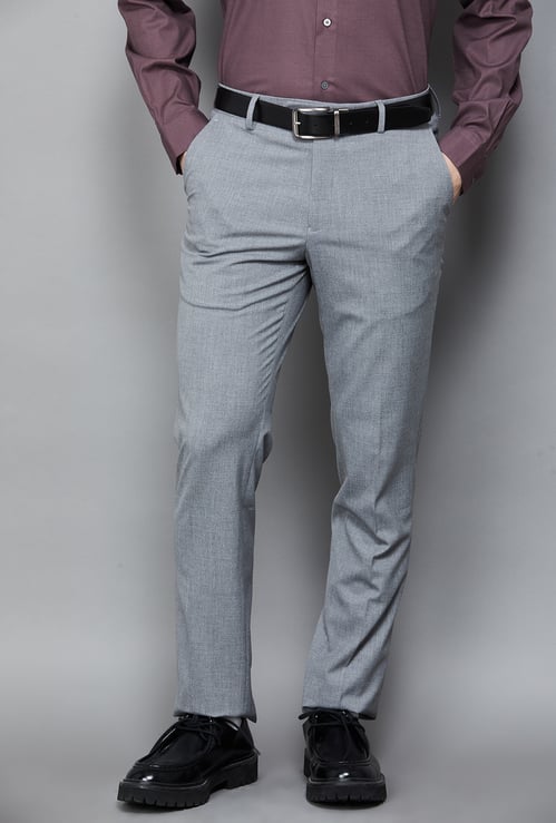 VAN HEUSEN Solid Slim Fit Formal Trousers