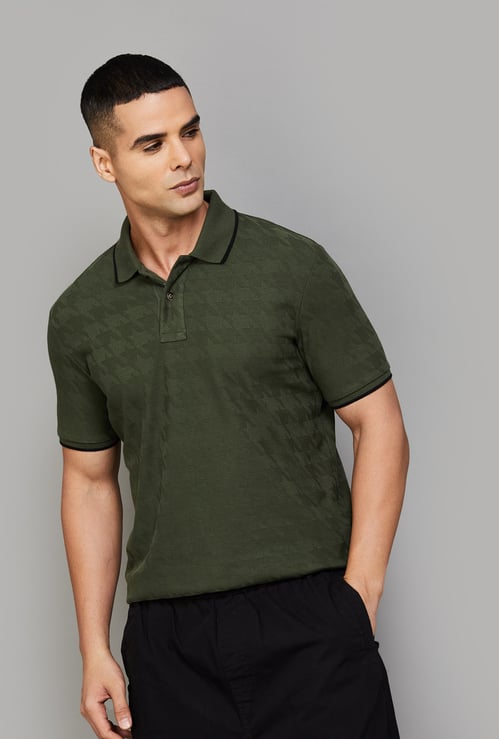 FAHRENHEIT Houndstooth Polo T-shirt