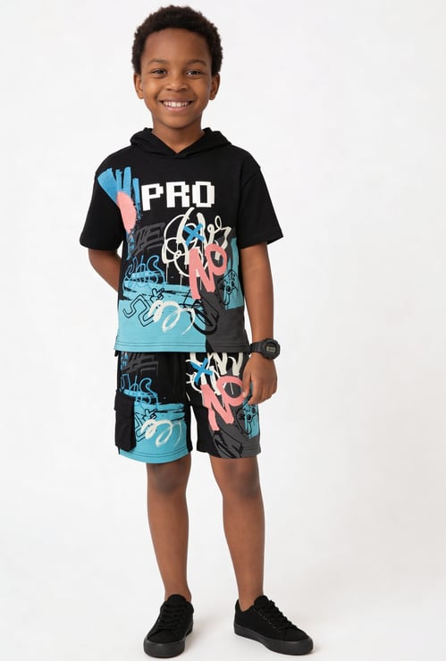 FAME FOREVER Boys Graphic Print Hooded T-shirt