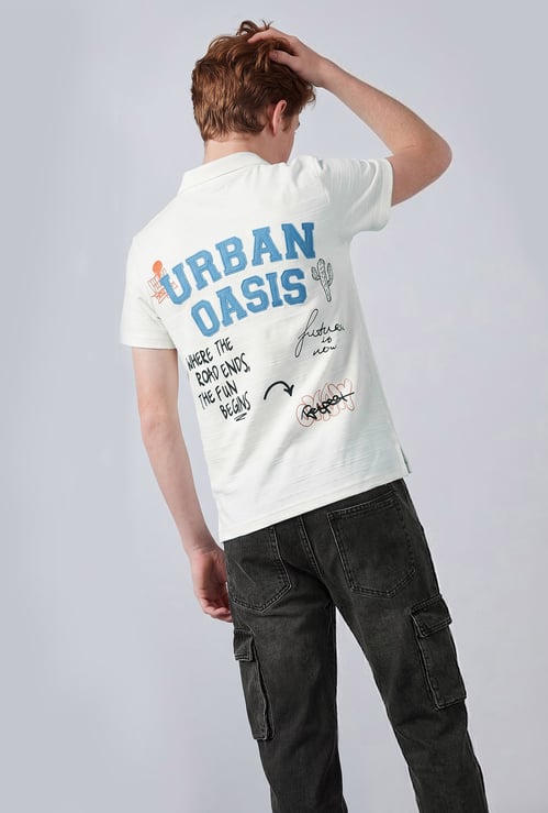FAME FOREVER Boys Graphic Print Polo T-shirt
