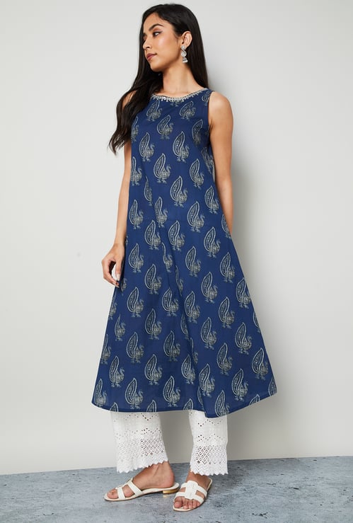 MELANGE Paisley Print A-Line Kurta