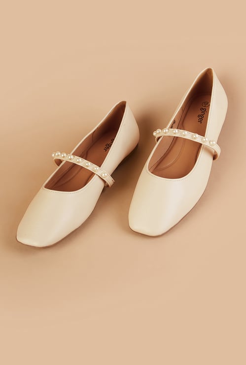 GINGER Embellished Square Toe Ballerinas