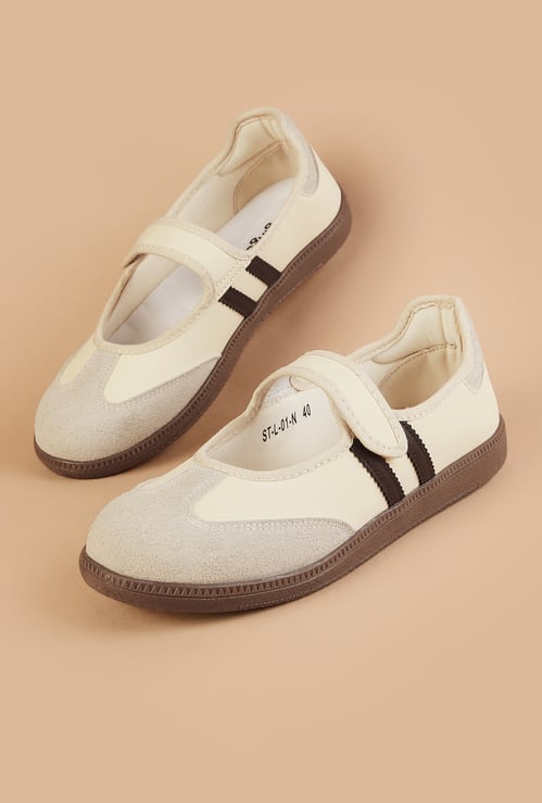 GINGER Striped Mary Janes with Velcro Closure
