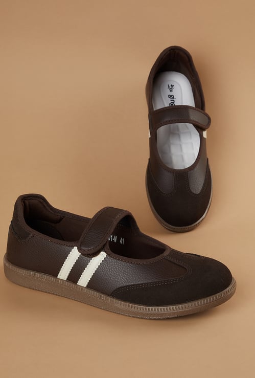 GINGER Striped Mary Janes with Velcro Closure