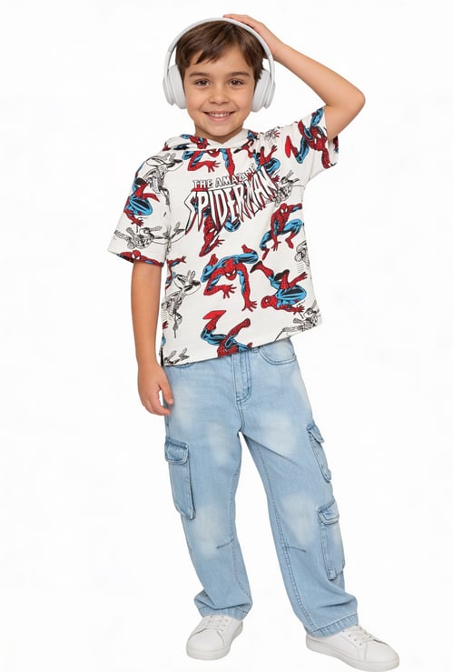 FAME FOREVER Boys Spiderman Print T-shirt