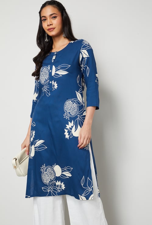 MELANGE Floral Print Straight Kurta