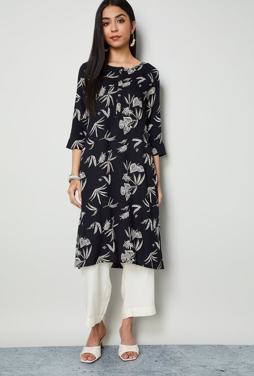 MELANGE Floral Print Straight Kurta