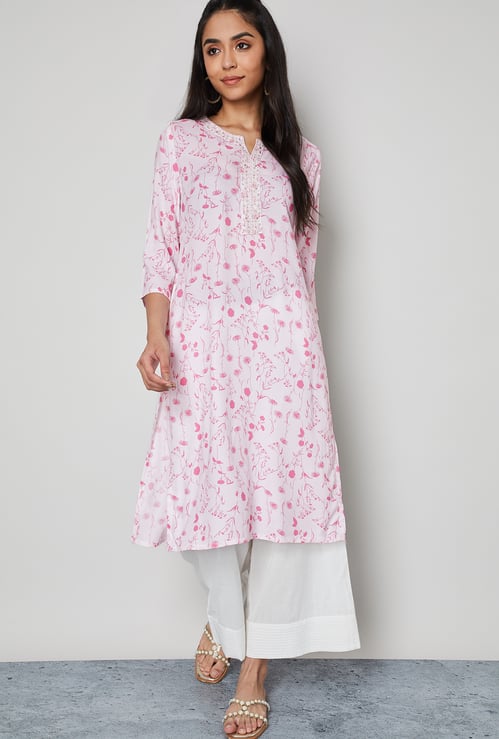 MELANGE Floral Print Straight Kurta