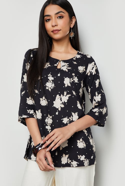 MELANGE Floral Print Straight Kurti