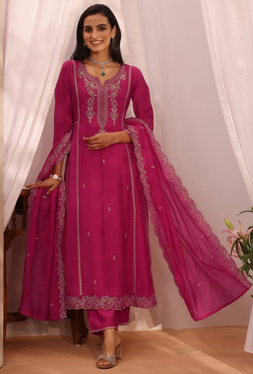 LIBAS Embroidered Straight Kurta Set