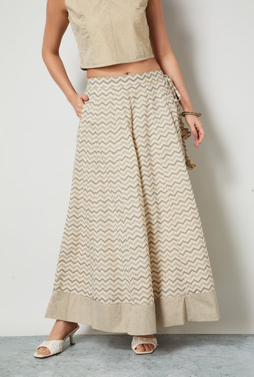 MELANGE Chevron Print Maxi Skirt