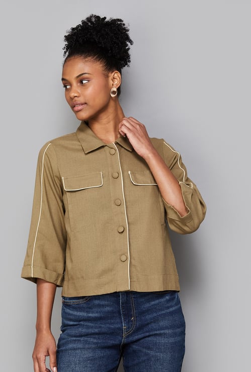 AND Solid Button Front Jacket