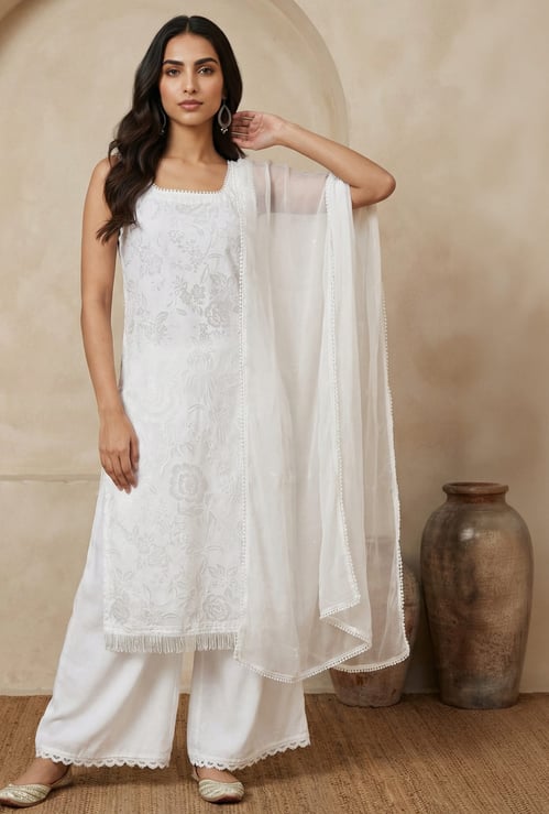 W Floral Embroidered Dupatta