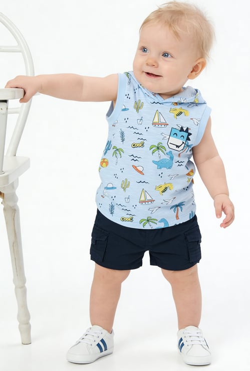 FAME FOREVER Boys Dinosaur Print Hooded T-shirt