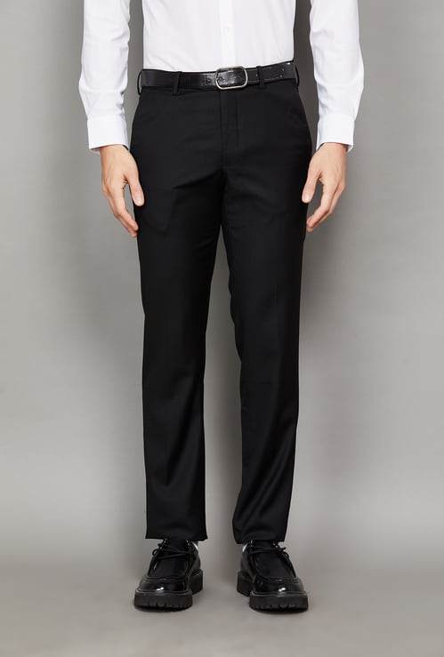 VAN HEUSEN Solid Slim Straight Formal Trousers