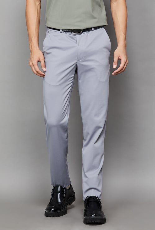 LOUIS PHILIPPE Solid Slim Straight Formal Trousers